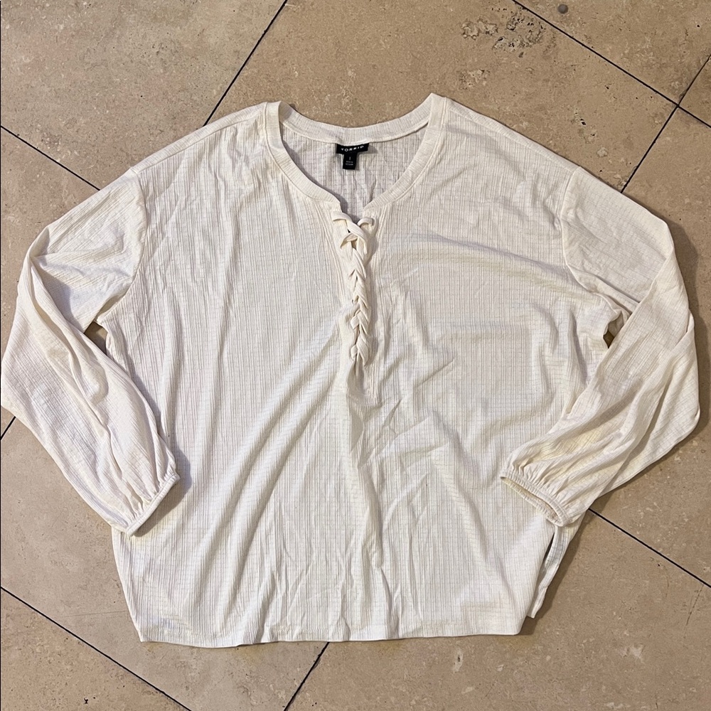 Torrid Cream Long Sleeve Shirt